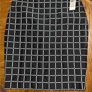 Charter Club Black and White Grid Pencil Skirt